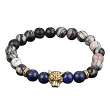 Load image into Gallery viewer, Obsidian Bracelet Buddha Head Gold Bracelet Lava Stone Bead Bracelets