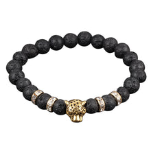 Load image into Gallery viewer, Obsidian Bracelet Buddha Head Gold Bracelet Lava Stone Bead Bracelets
